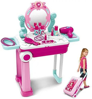 UB Toys 2 in 1 Portable Trolley Beauty Set Toy with Make up Accessories for Kids