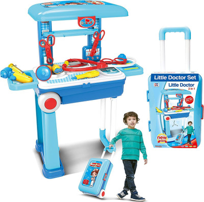 Toy DEKHO Twist Little Doctor Set 2-in-1 Play Suitcase for Kids Premium Trolley for 3+ Yrs
