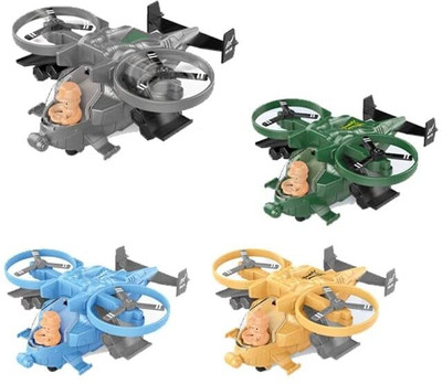 star impex Unbreakable , Friction Powered and Fast Moving Helicopter toy for kids (grey))