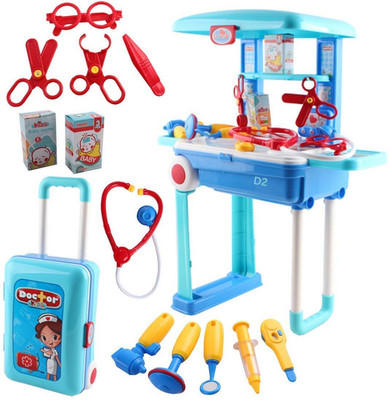 Tenmar Doctor Set Pretend Play Little Doctor Set for Kids with Trolley Suitcase D22