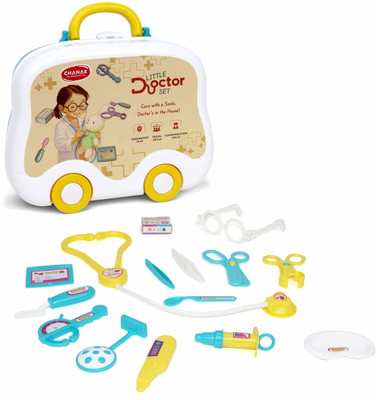 Aditi Toys 15 Piece Little Doctor Premium Playset with Foldable Suitcase for kids (Blue)