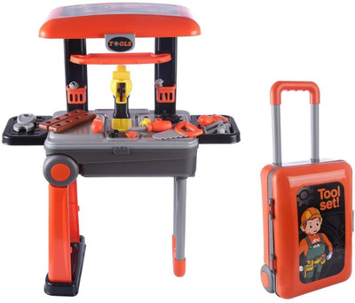 NIYAMAT Portable 2 in 1 Deluxe Tool Set Cum Briefcase Tool Kit for Kid's with Suitcase Trolley