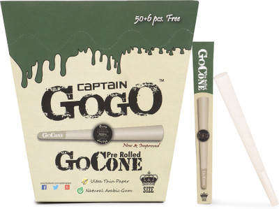 CAPTAIN GOGO gogo paper Pre Rolled 56 pack of 56 cone Unbleaches rolling paper hemp pre-Rolled King Size 13 gsm Paper Roll(Set of 1, Hemp)