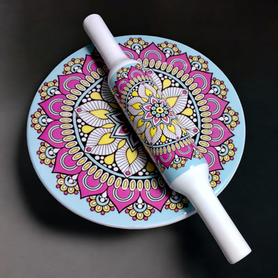CRUST OVERSEAS Rolling Pin & Board Rolling Pin & Board(Multicolor, Pack of 1)