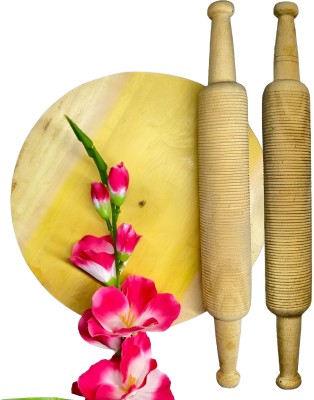 DUMUR Natural Color Jackfruit chakla belan roti Maker Rolling Pin & Board(Yellow, Pack of 3)