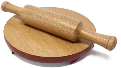 KAVYA ART Chakla Belan Rolling Board FOR Chapati and Roti Maker Rolling Pin & Board Rolling Pin & Board(Brown, Pack of 2)