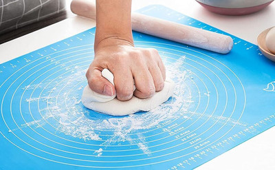 Virtuous Silicone Baking Mat for Pastry Rolling with Measurements Non-Stick Dough Mat Rolling Pin(Multicolor, Pack of 1)
