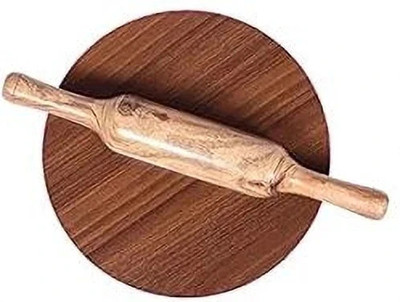 ASHA BARTHAN STORE Wooden Chakla Belan Set with Pink Base – Perfect for Roti, Chapati, and Baking Rolling Pin & Board(Pack of 1)