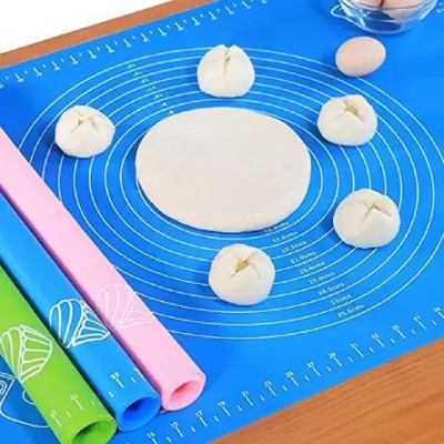 MEBISO M-Baking Mat for Pastry Rolling| Non-Stick Fondant Mat| BPA Free Rolling Pin & Board(Multicolor, Pack of 1)