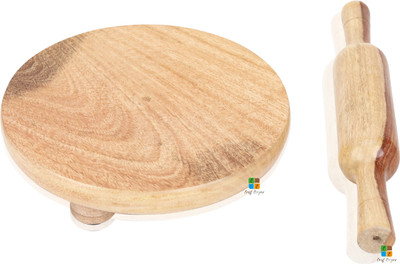 Craft Cooper wooden chakla belon/roti maker/roti roller CHAPATI MAKER/ PHULKA MAKER Rolling Pin & Board(White, Brown, Pack of 1)
