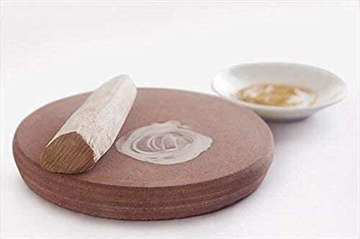 Srajan Creation Chandan Pata with 2 Piece Chandan Stick (Brown) | Small 2 Pieces Rolling Pin & Board(Brown, Pack of 1)