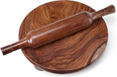 MAHIRA HANDICRAFT ROLLING PIN AND BOARD Rolling Pin & Board(Brown, Pack of 1)
