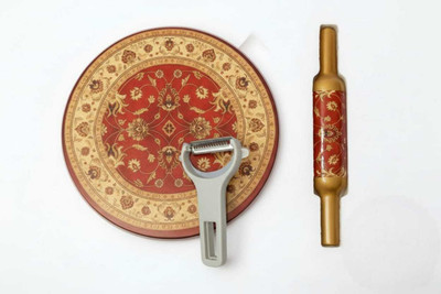 MCN UZAIB 2 Rolling Pin & Board(Red, Pack of 1)