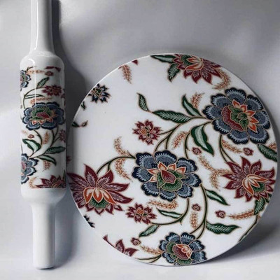 ZR HANDICRAFT Enamel Print 10 inch Chakla with 12 inch Belan Rolling Pin & Board(Multicolor, Pack of 1)