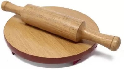 jai shri sons Wooden Chakla Belen Rolling Board Stand Chapati and Roti Maker Rolling Pin Rolling Pin & Board(Brown, Pack of 1)