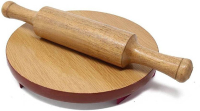 Ispata Wooden Chakla Belen Rolling Board Stand Chapati and Roti Maker Rolling Pin & Board(Brown, Pack of 1)