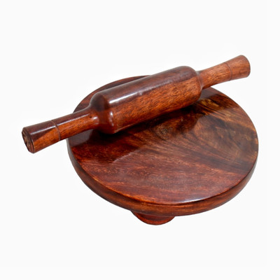 CRAFTSMIND CHAKLA BELAN [ ROTI MAKER ] rolling pin and board for home and kitchen Rolling Pin & Board(Brown, Pack of 2)