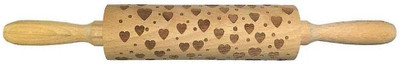 HUEX Heart Shape Embossing Rolling Pin Baking Cookies Cake Biscuit Pastry Rolling Pin(Brown, Pack of 1)