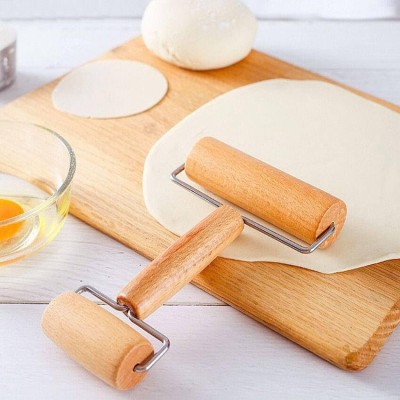 MICRO BELIEVE Pizza Roller Wood Dough Roller Pastry Roller Double Head Baking Roller Rolling Pin(Multicolor, Pack of 1)