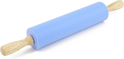 Zeinwap Silicone Rolling Pin Non Stick Surface Wooden Handle Rolling Pin(Multicolor, Pack of 1)