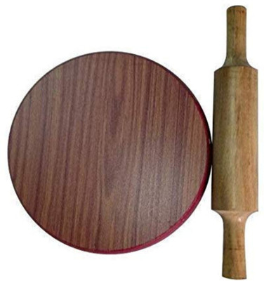 Sage 9-Inch Wooden Chakla Belan Set | Roti Maker Board with Rolling Pin Rolling Pin & Board(Brown, Pack of 2)