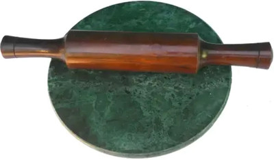 FTC Handicraft Green Marble Chakla with Wooden Rolling Pin & Board(Pack of 1)