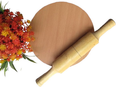 Chakla Belan CHAKLA BELAN ,ROTI MAKER ROLLING PIN AND BOARD (PACK OF 1) Rolling Pin & Board(Yellow, Pack of 1)