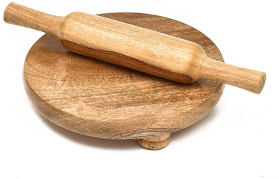 BLLUEX Wooden Chakla Belan for Roti Maker (1pcs) Rolling Pin & Board(Brown, Pack of 1)