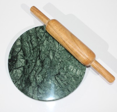 Yuvrajent GREEN MARBLE ROLLING PIN AND BOARD CHAKLA BELAN 24 CM Rolling Pin & Board(Green, Pack of 2)