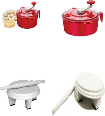 HANSHIKA ENTERPRISES HENT BUY 1Polpat Chouki Belan Roti Maker GET FREE 1Atta Dough Maker with Beater Rolling Pin & Board(White, Pack of 2)