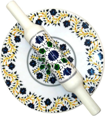 R A ART IMPEX Marbel Rolling Pin & Board(Multicolor, Pack of 2)