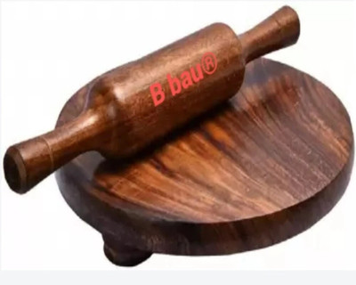 B bau ® Sheesham Wood Rolling Pin and Board Set/Chakla Belan Wooden Set Rolling Pin & Board(Pack of 1)