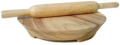 rushabh collections Wooden Chakla Single Piece of Wood without any Joint with Belan Rolling Pin & Board(Brown, Pack of 1)