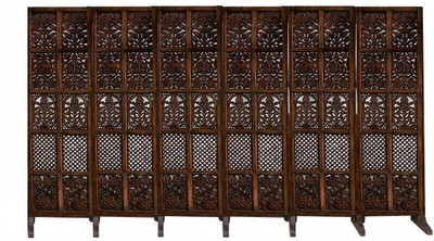 Decorhand Solid Wood Decorative Screen Partition(Free Standing, Finish Color - Brown, 6, Pre-assembled)