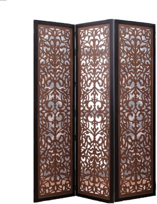 Decorhand Handcrafted 3 Panel Mango Wood MDF Room Partition & Room Divider Solid Wood Decorative Screen Partition(Floor Standing, Finish Color - Brown, 3, Pre-assembled)