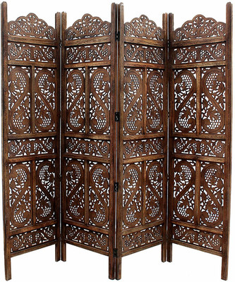 Artesia Handcrafted 4 Panel Wooden MDF Room Partition & Room Divider (Dark Brown) Solid Wood Decorative Screen Partition(Floor Standing, Finish Color - Brown, 4, Pre-assembled)
