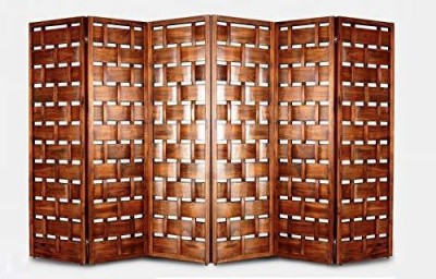 Soul Light Art Handcrafted Partition New Net Look Covered Room Divider Separator Panel (6) Solid Wood Decorative Screen Partition(Floor Standing, Finish Color - Brown, 5, Pre-assembled)