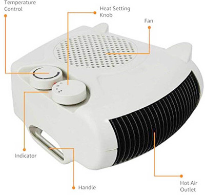 TURBOMAX Electric Fan Room Heater | 2000/1000W | Adjustable Thermostat & Dual Use | Fan Room Heater