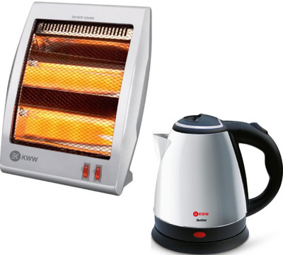 KWW Electric Kettle 1.5L + Quarto Pro Noiseless Quarto Pro Room Heater & Electric Kettle 1.5L Quartz Room Heater