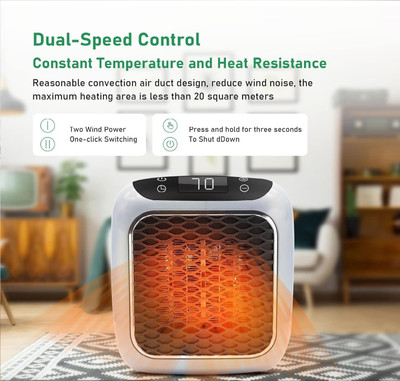 GKNEX Handy Heater Turbo 800 Wall Outlet Small Space Heater Fan Room Heater