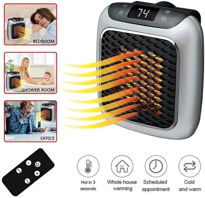 LUXORIO Handy Heater Turbo 800 Wall Outlet Small Space Heater with Adjustable Thermostat Fan Room Heater