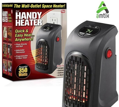 AMTIX Electric Handy Heater Fan ,Wall-Outlet Bedroom, Living, Plug-in Wall LED Display Fan Room Heater