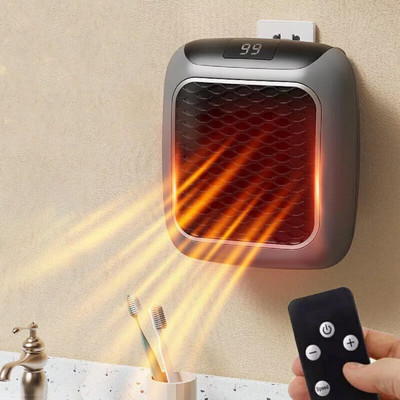 SHOP PLUS Electric Handy Heater Wall-Outlet 800 Watts with Temperature Control Remote Fan Room Heater