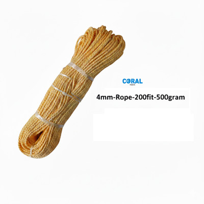 CORAL INDIA 4mm-Rope-200fit-500gram-Rc Yellow(Length: 60 m, Diameter: 4 mm)
