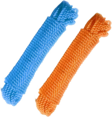 Clezaro 2Pcs Clotheslines Nylon Plastic Rope For Cloth Hanging (Each 8 Meter) Multicolor(Length: 8 m, Diameter: 4 mm)