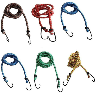 FeelBlue High Strength Stretchable Rope for Hanging Clothes, Tying Luggage etc(5 ft, 6pc) Multicolor(Length: 1.52 m, Diameter: 25 mm)