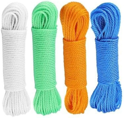 Peramu Traders Two Combo Nylon Cloth Hanging Rope 20 Meter and Stainless Steel Clips 12 Peace. Mixed(Length: 20 m, Diameter: 0.8 mm)