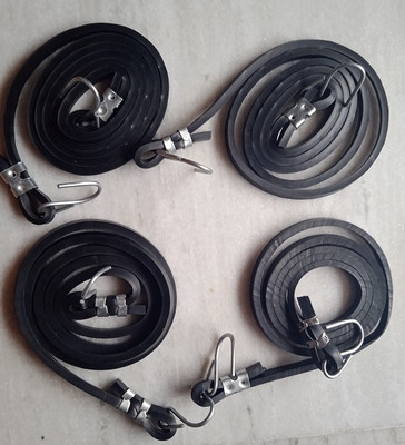 Khushi Traders nylon elastic Rope, Shock Cord Cable Metal Hooks Tying Behind Bikes rope 4pc Black(Length: 1.5 m, Diameter: 10 mm)