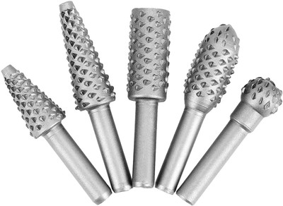KMECOMM 5Pcs Drill Bits 13mm Rasp File Sinch Shank Rotary Burret Woodworking Knife Carving Cutter Grinding Head Engraving Power Tools Rotary Bit Set(5 Bits)