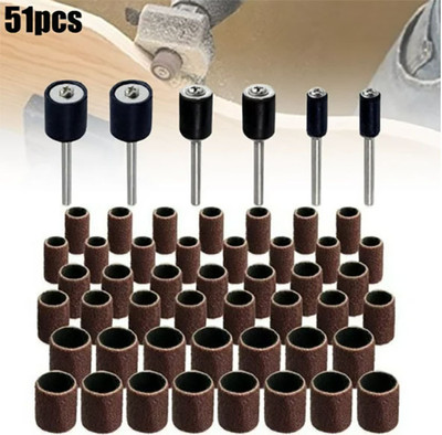 A&S TOOLSHOP 51 Pcs Sanding Drum Kit 45 Sanding Bands 6 Mandrills Fits Any Drill Rotary Bit Set(51 Bits)